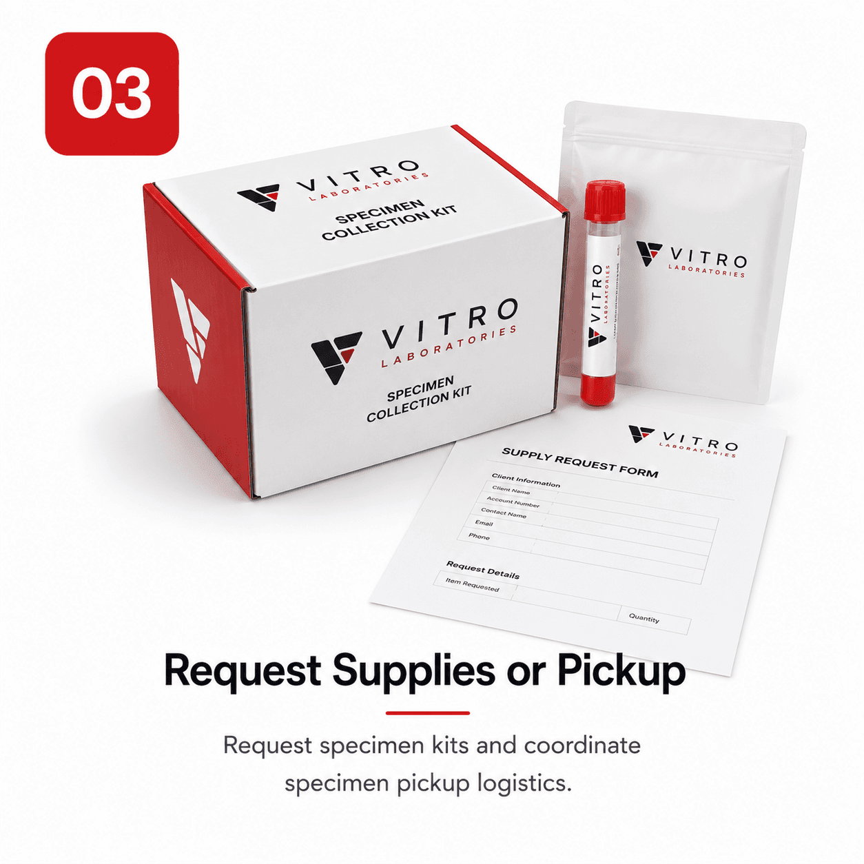 Request supplies or pickup with Vitro specimen collection kit